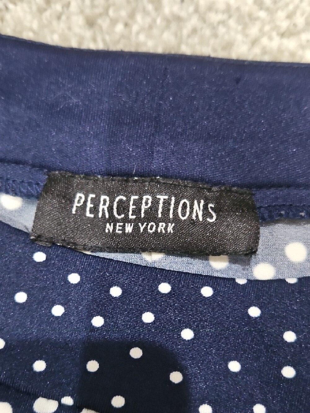 Perceptions Navy Blue and White Polka Dot Sleeveless Midi Dress - Picture 3 of 4
